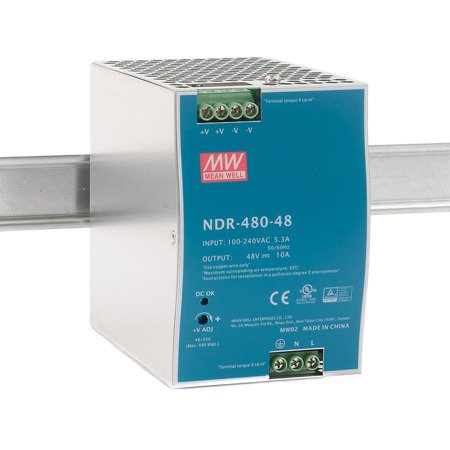 DIN rail power supply slim 48V 10A 480W MEAN WELL NDR-480-48