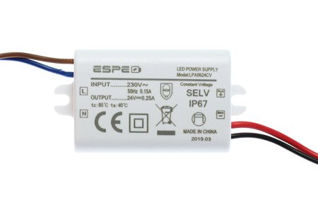 LED power supply 24V 0.25A 6W IP67 ESPE LPA0624CV