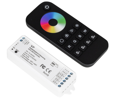 LED 4-channel controller + radio remote control for RGB/RGBW strips | 12-24 VDC